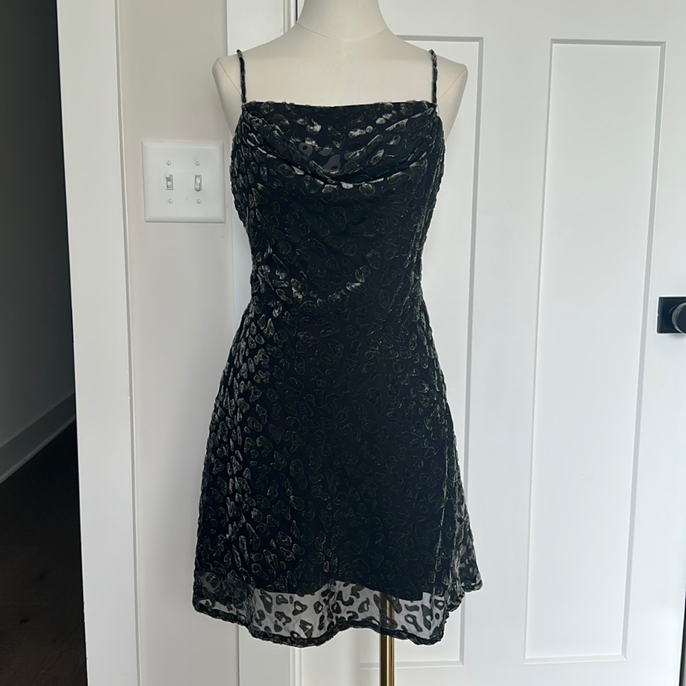 ASTR THe Label Leopard Print Cowl Neck Cocktail Dress | Size M